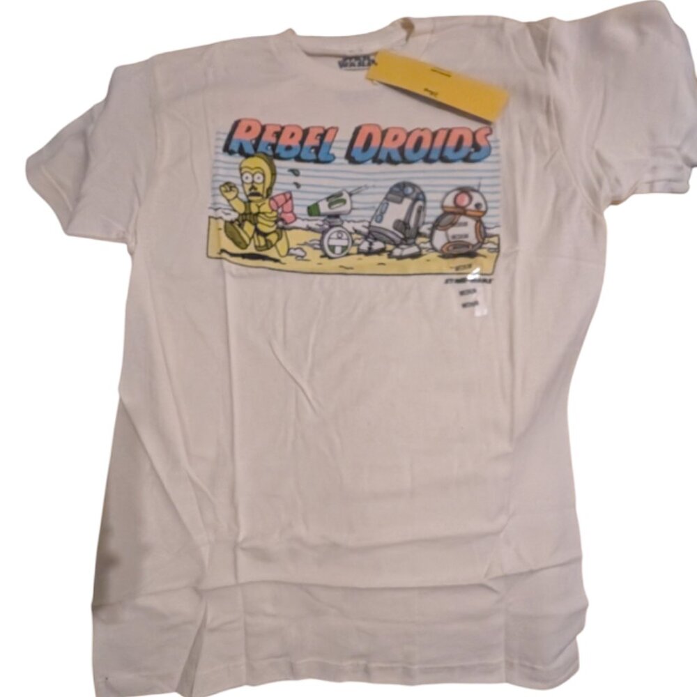 Star Wars Disney Mens Medium Rebel Droids C3PO BB8 R2D2 Graph Tshirt New Tag NWT